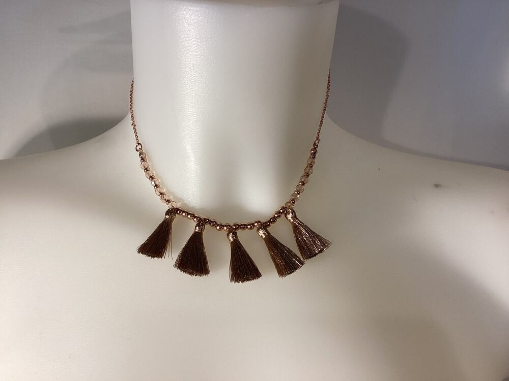 1795 NWT Para Ti NY 16" Gold Necklace with Gold Tassles and Matching Earrings